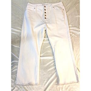Michael Kors Jeans Womens White Wide Leg Button Fly  Raw Hem Denim Size 14